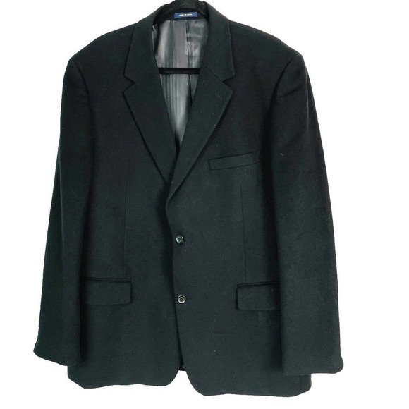 Club Room Blazer Sport Coat Jacket Mens 46L Black Wool Silk Cashmere 2 Button - Picture 1 of 14